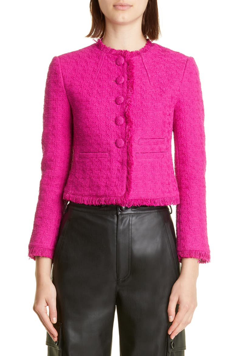 Cropped Tweed Jacket, Main, color, MAGENTA