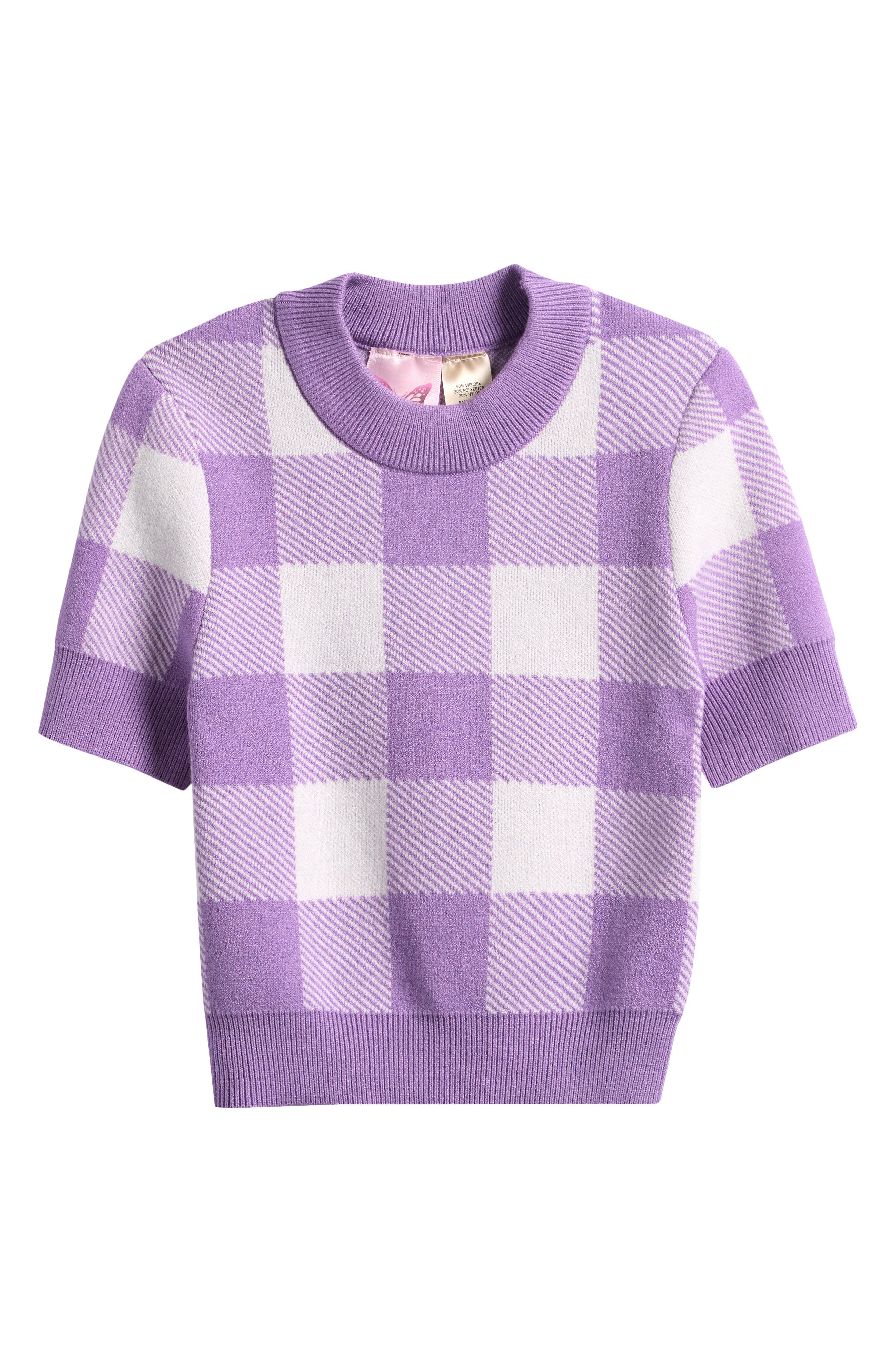 Cotton Emporium Kids' Check Short Sleeve Lightweight Sweater