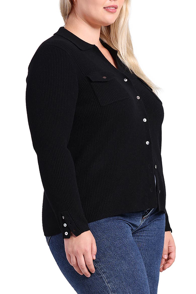 Rib Cashmere Cardigan, Alternate, color, BLACK
