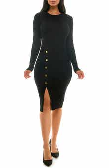 Long Sleeve Ribbed Sweater Dress