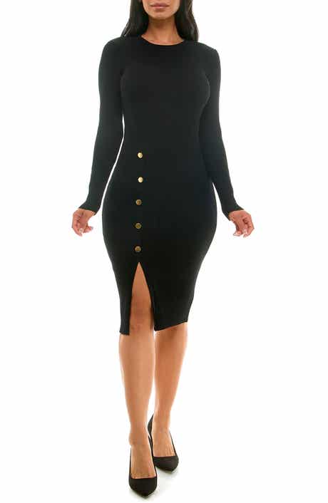 Long Sleeve Ribbed Sweater Dress