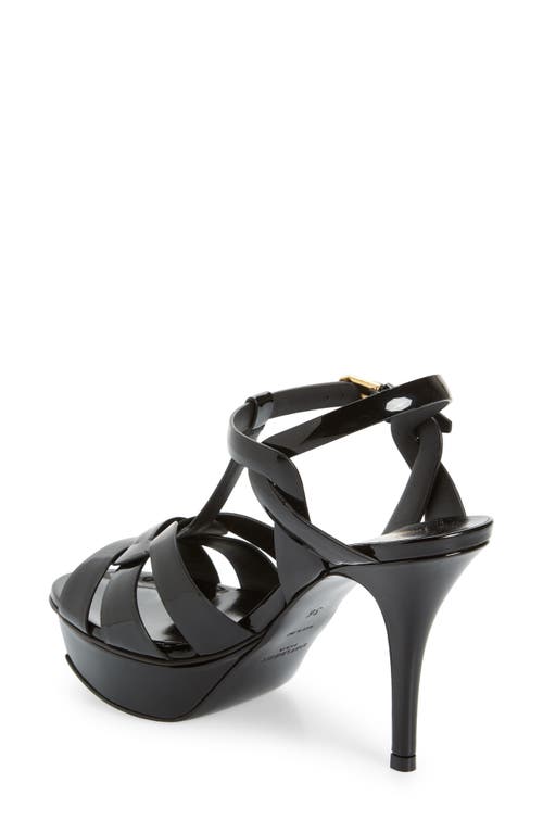 Saint Laurent Tribute Black Sandals With Platform In Patent Leather Woman