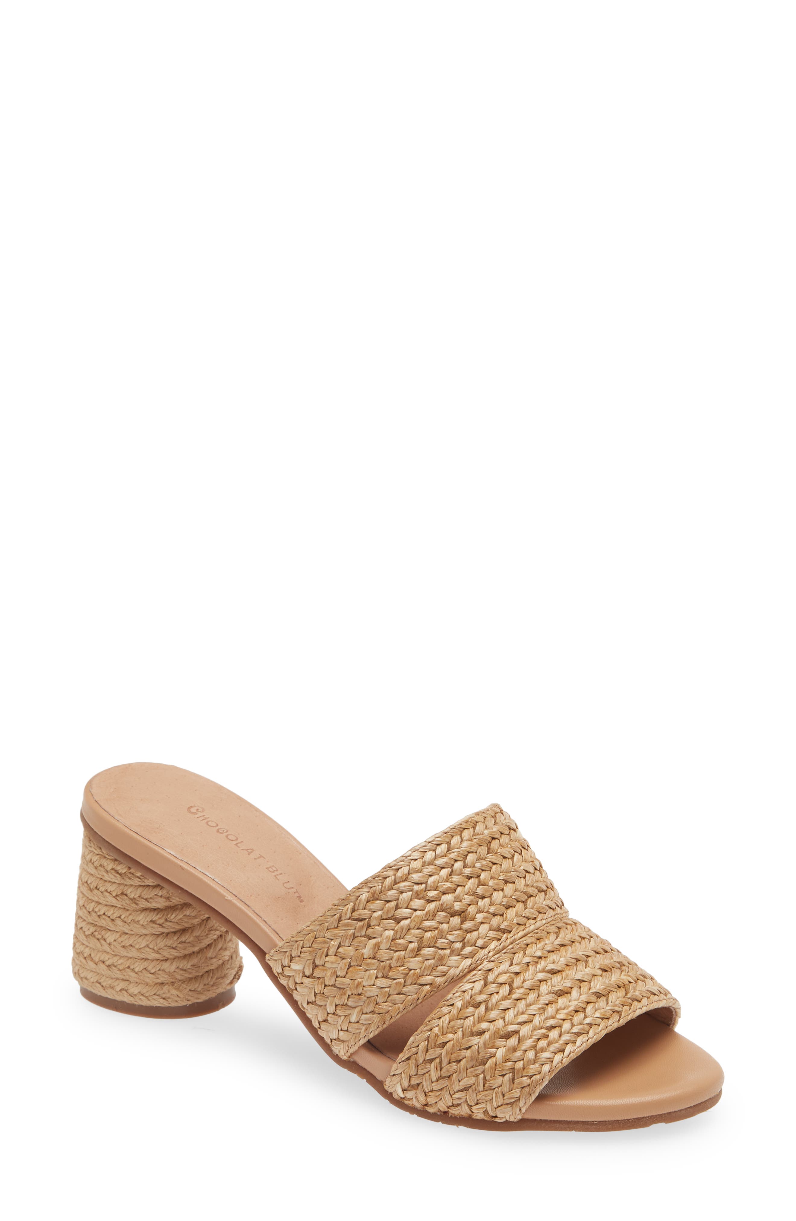 Chocolat Blu Raffia Slide Sandal, Main, color, Natural Raffia