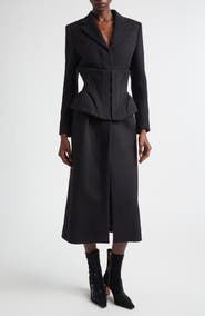 McQueen Long Cashmere & Wool Corset Coat