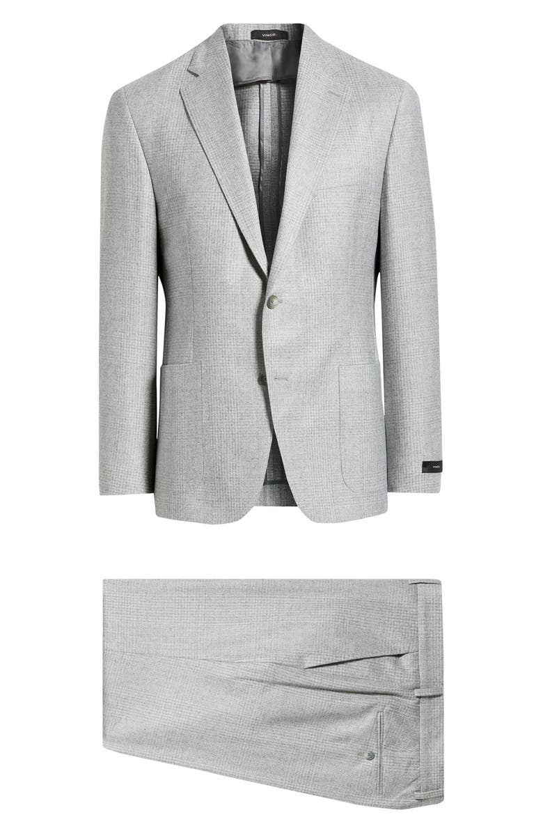 Vince Icon Relaxed Fit Light Grey Glen Check Wool Suit, Main, color, Light Grey