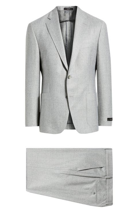 Icon Relaxed Fit Light Grey Glen Check Wool Suit