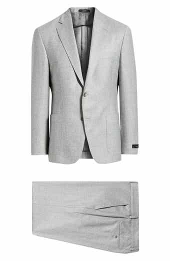 Vince Icon Relaxed Fit Light Grey Glen Check Wool Suit