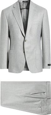 Vince Icon Relaxed Fit Light Grey Glen Check Wool Suit