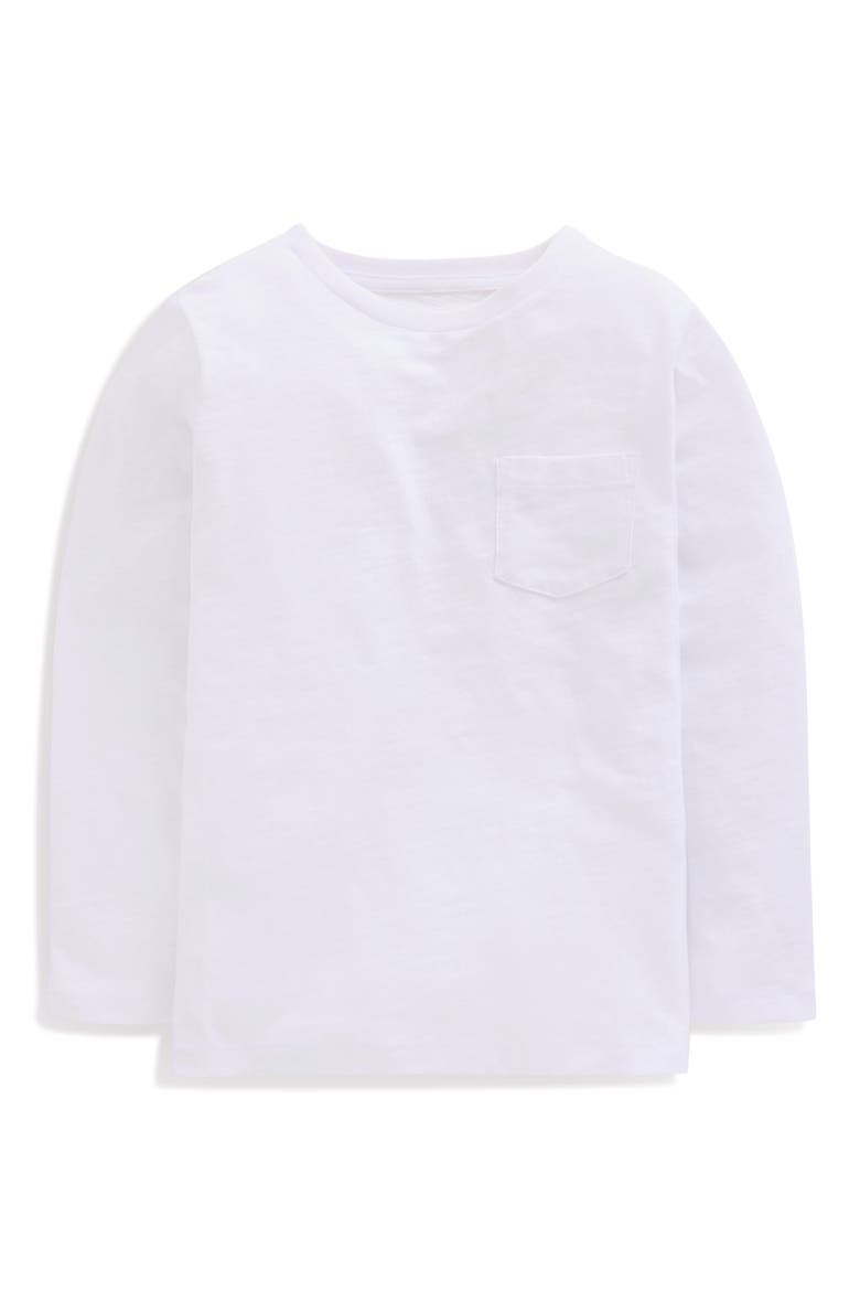 Kids' Everyday Long Sleeve Cotton Pocket T-Shirt, Main, color, WHITE