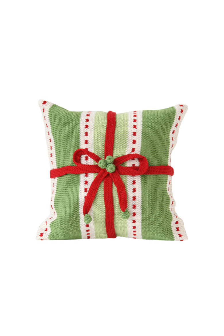 10" Green Stripe Gift Pillow, Main, color, Green