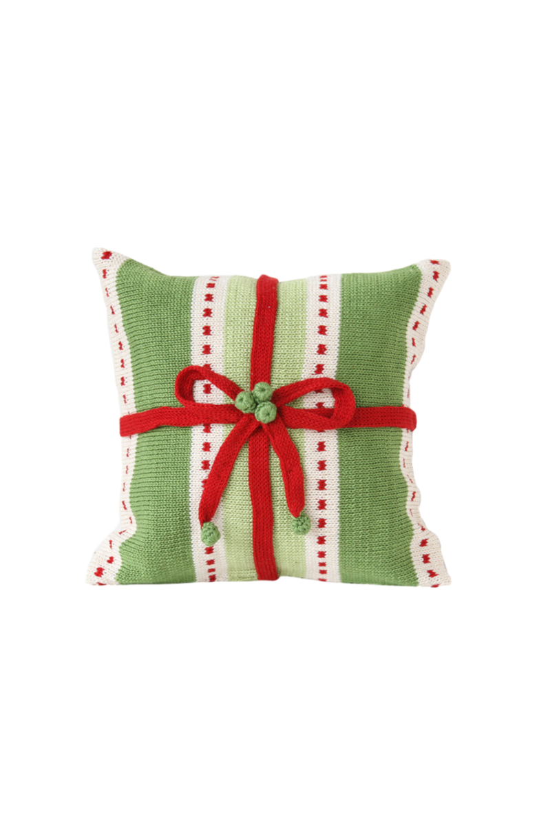 Melange Collection 10" Green Stripe Gift Pillow, Main, color, Green