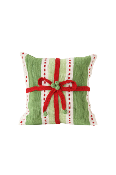 10" Green Stripe Gift Pillow
