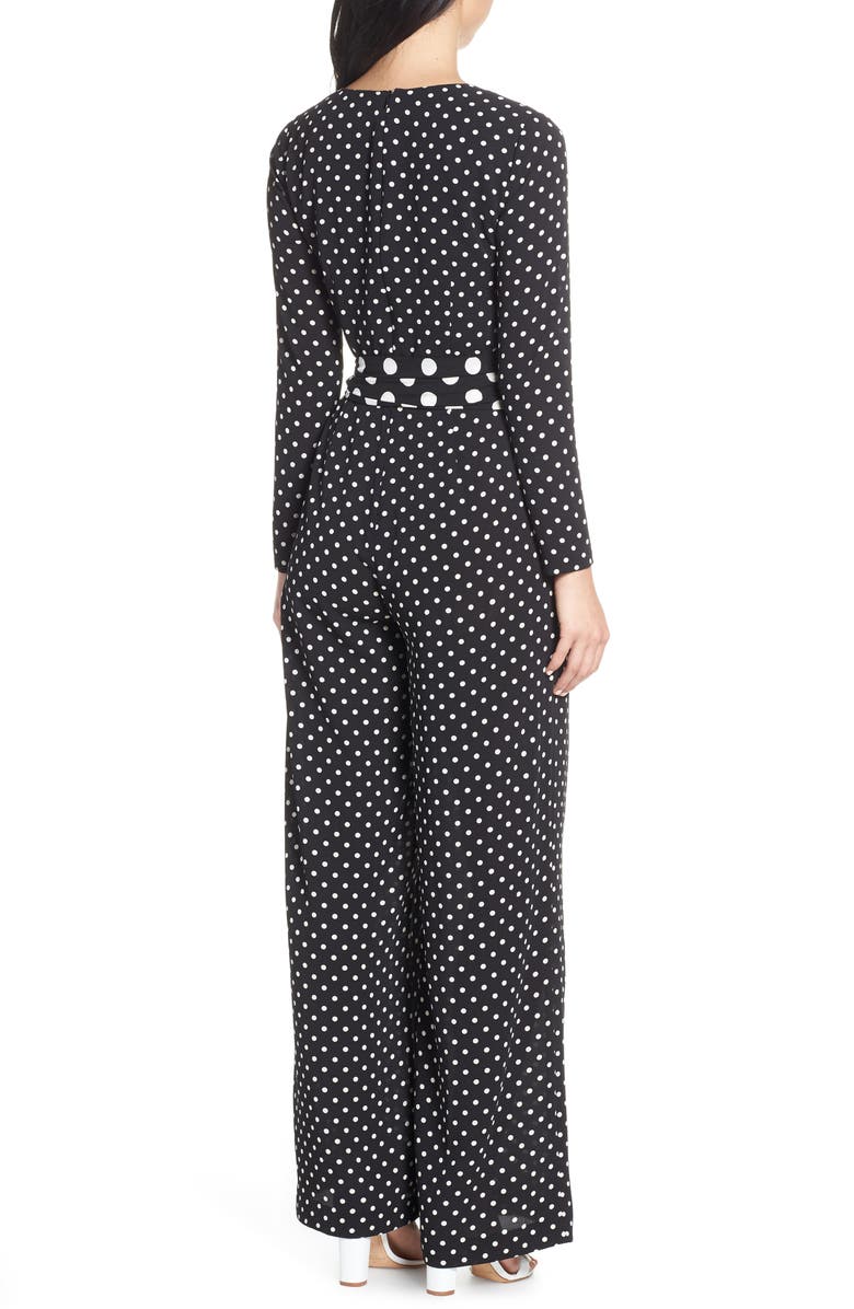 Eliza J Polka Dot Crepe Jumpsuit, Alternate, color,