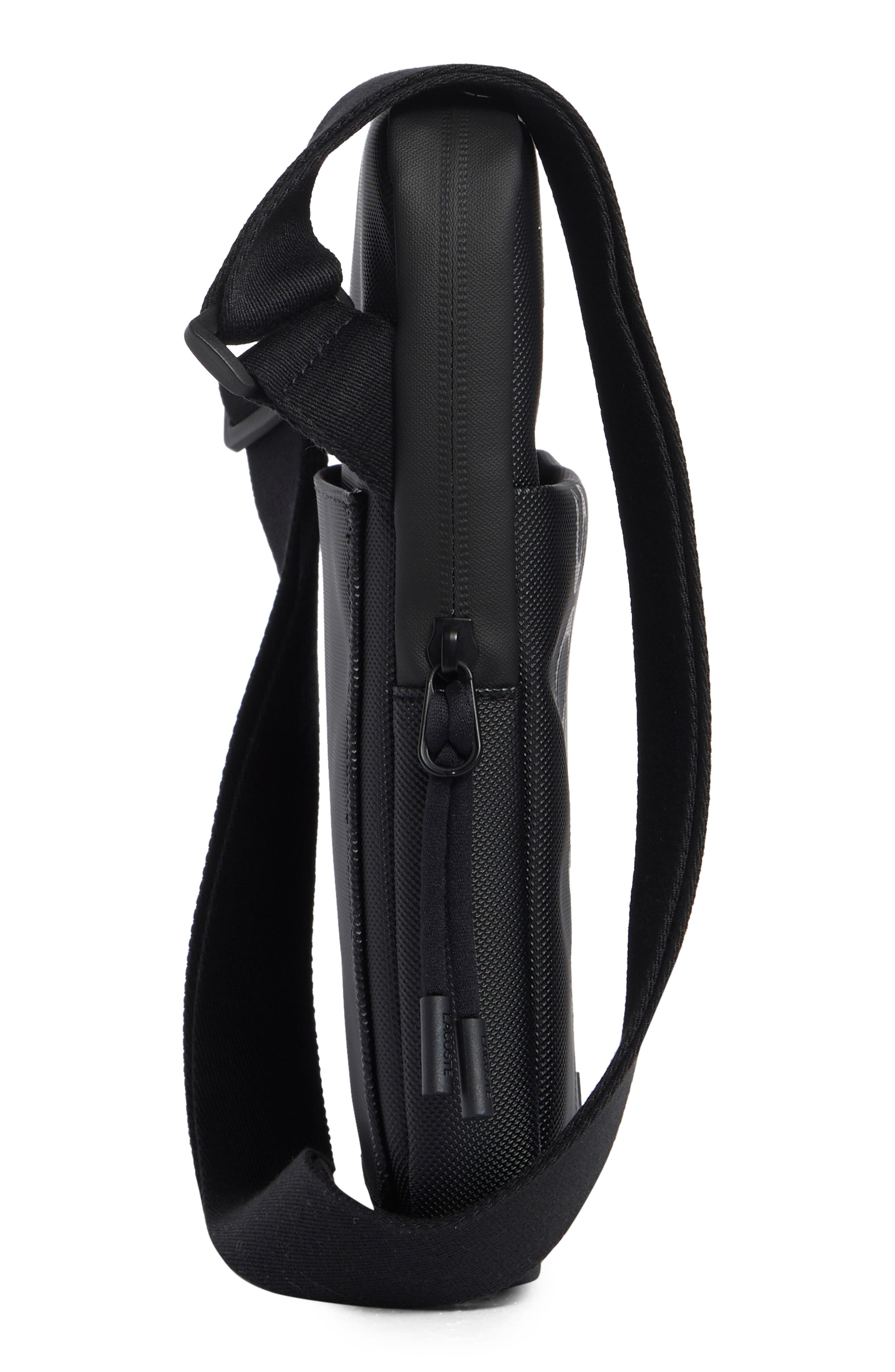 Lacoste Flat Crossover Bag, Alternate, color, Black