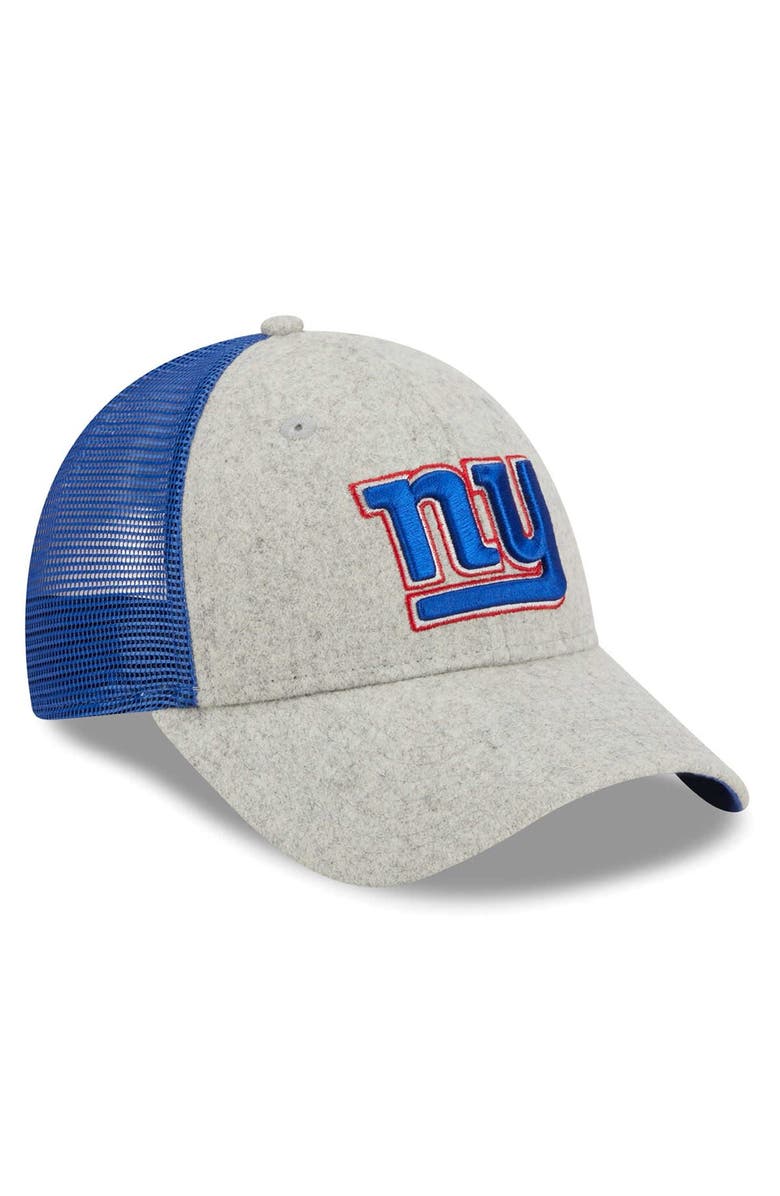 New Era Men's New Era Heather Gray/Royal New York Giants Pop Trucker 9FORTY Adjustable Hat, Alternate, color, Heather Gray