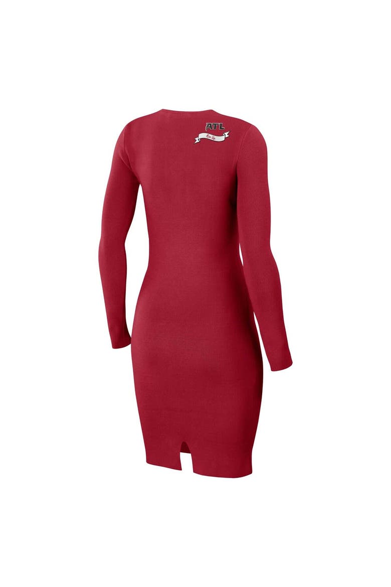Women's WEAR by Erin Andrews Red Atlanta Falcons Lace Up Long Sleeve Dress, Alternate, color, Red