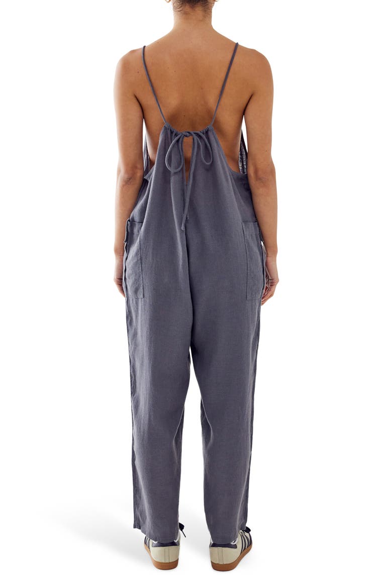 Linen Blend Overalls, Alternate, color, CHARCOAL