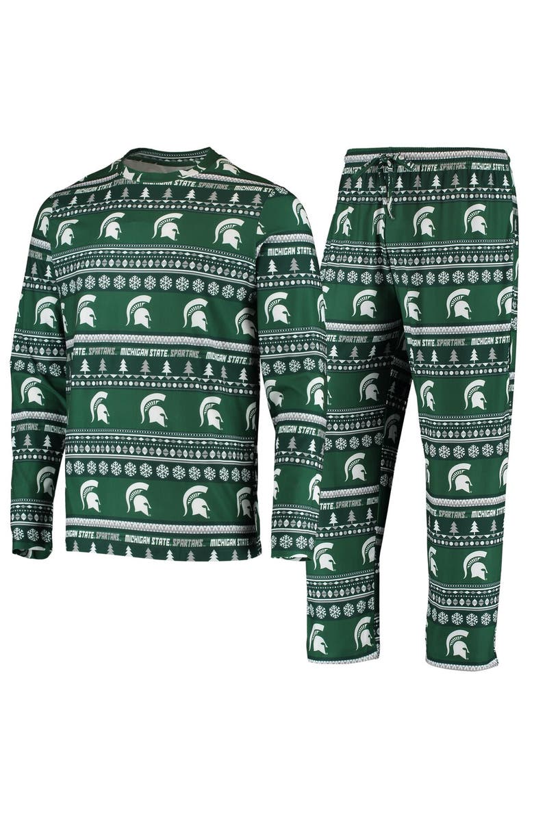CONCEPTS SPORT Men's Concepts Sport Green Michigan State Spartans Ugly Sweater Knit Long Sleeve Top and Pant Set, Alternate, color, Green