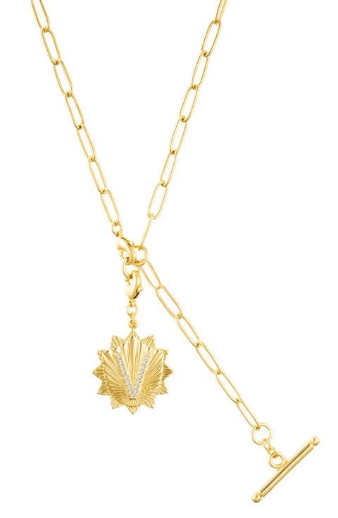 Initial CZ Pendant Toggle Necklace