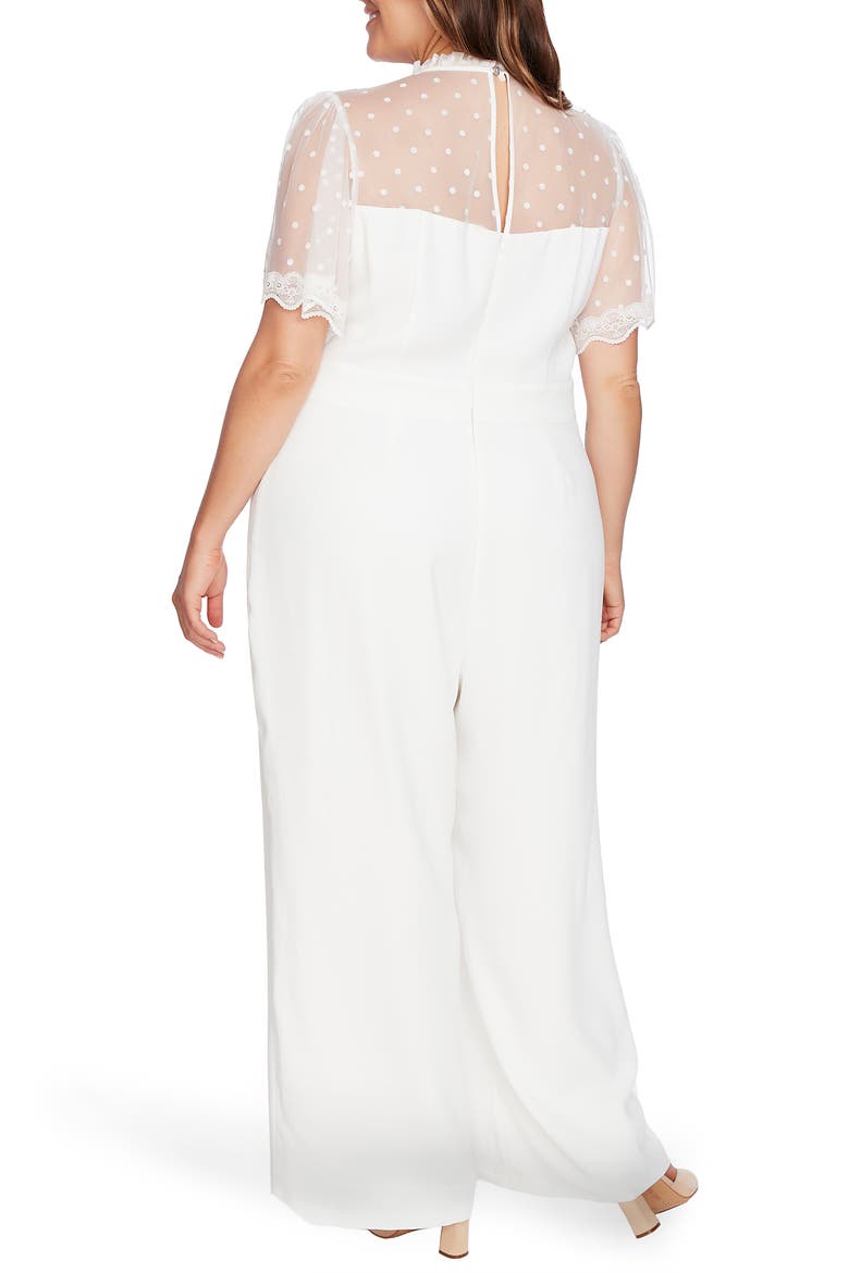 Flock Dot Short Sleeve Jumpsuit, Alternate, color, SOFT ECRU