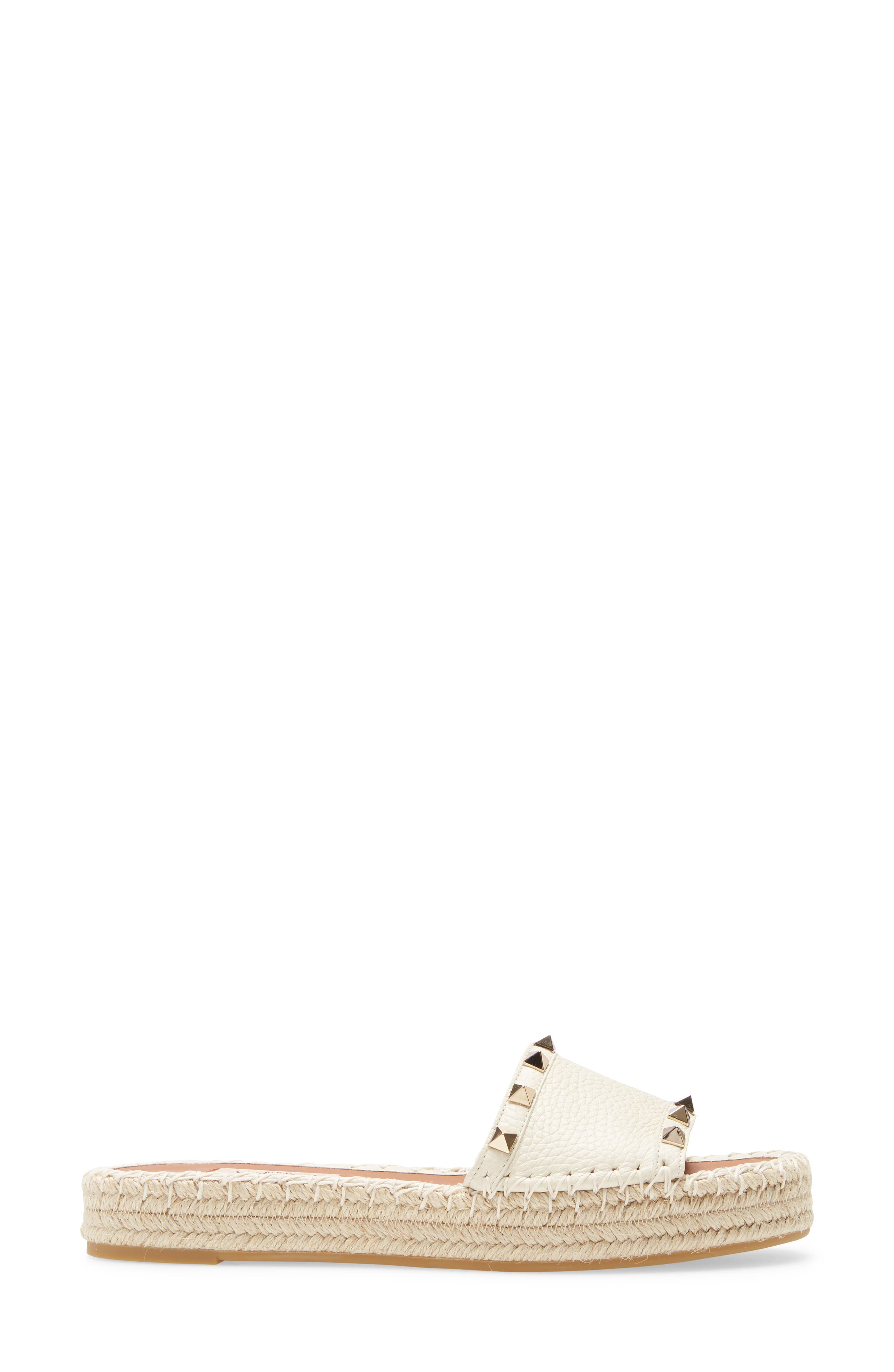 Rockstud Espadrille Slide, Alternate, color, IVORY
