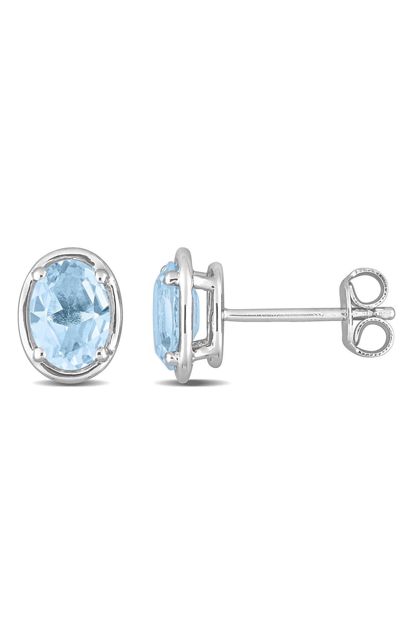 DELMAR Sterling Silver Blue Topaz Stud Earrings