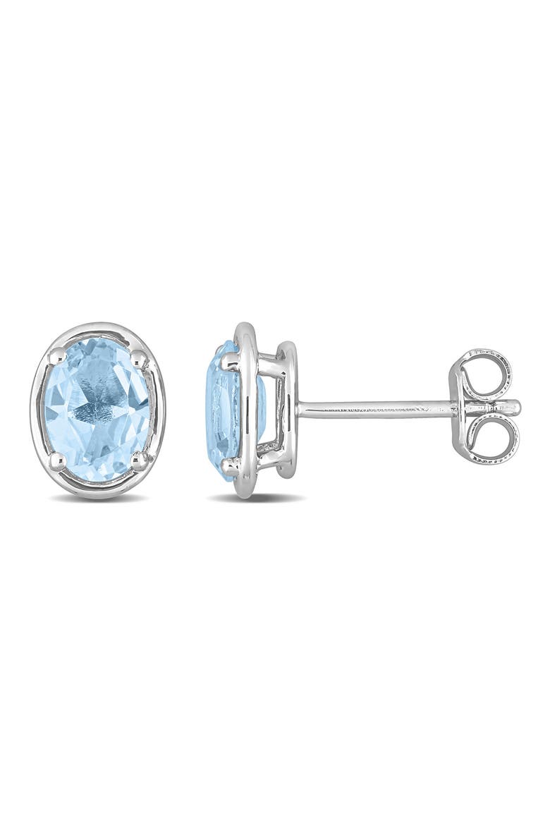 Sterling Silver Blue Topaz Stud Earrings, Main, color, BLUE