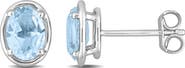 DELMAR Sterling Silver Blue Topaz Stud Earrings