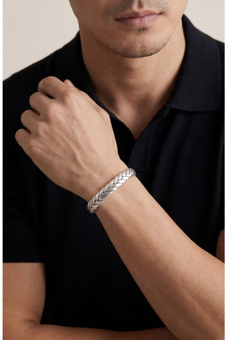 Men's Braided Cuff Bracelet, Alternate, color, SILVER