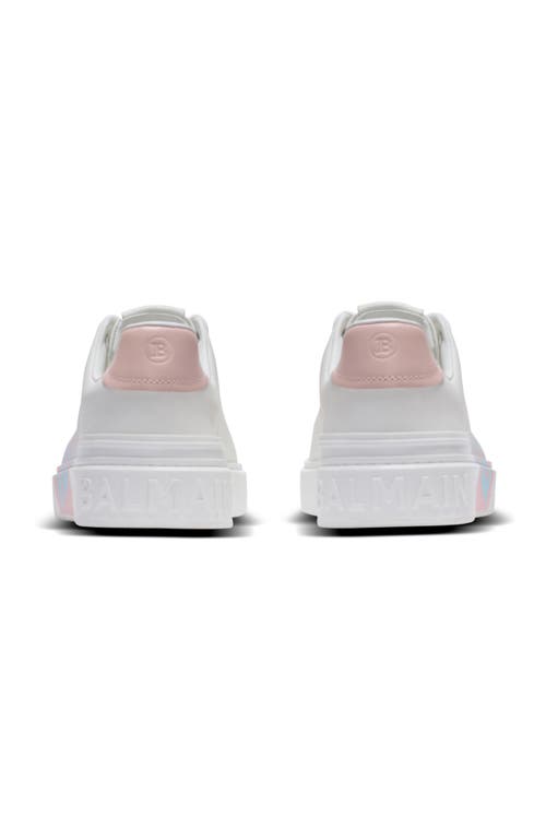Balmain B-court Trainers In Calfskin With Pb Logo In White