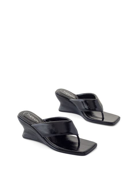 LENNOX Square Toe Wedge Thong Heel