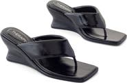 Therapy Australia LENNOX Square Toe Wedge Thong Heel