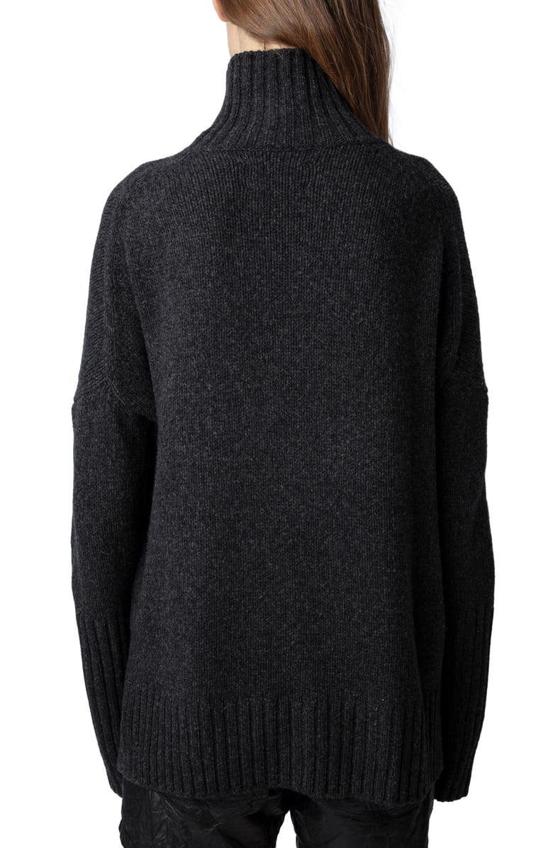 Zadig & Voltaire Alma We Heart Turtleneck Merino Wool Sweater, Alternate, color, 
