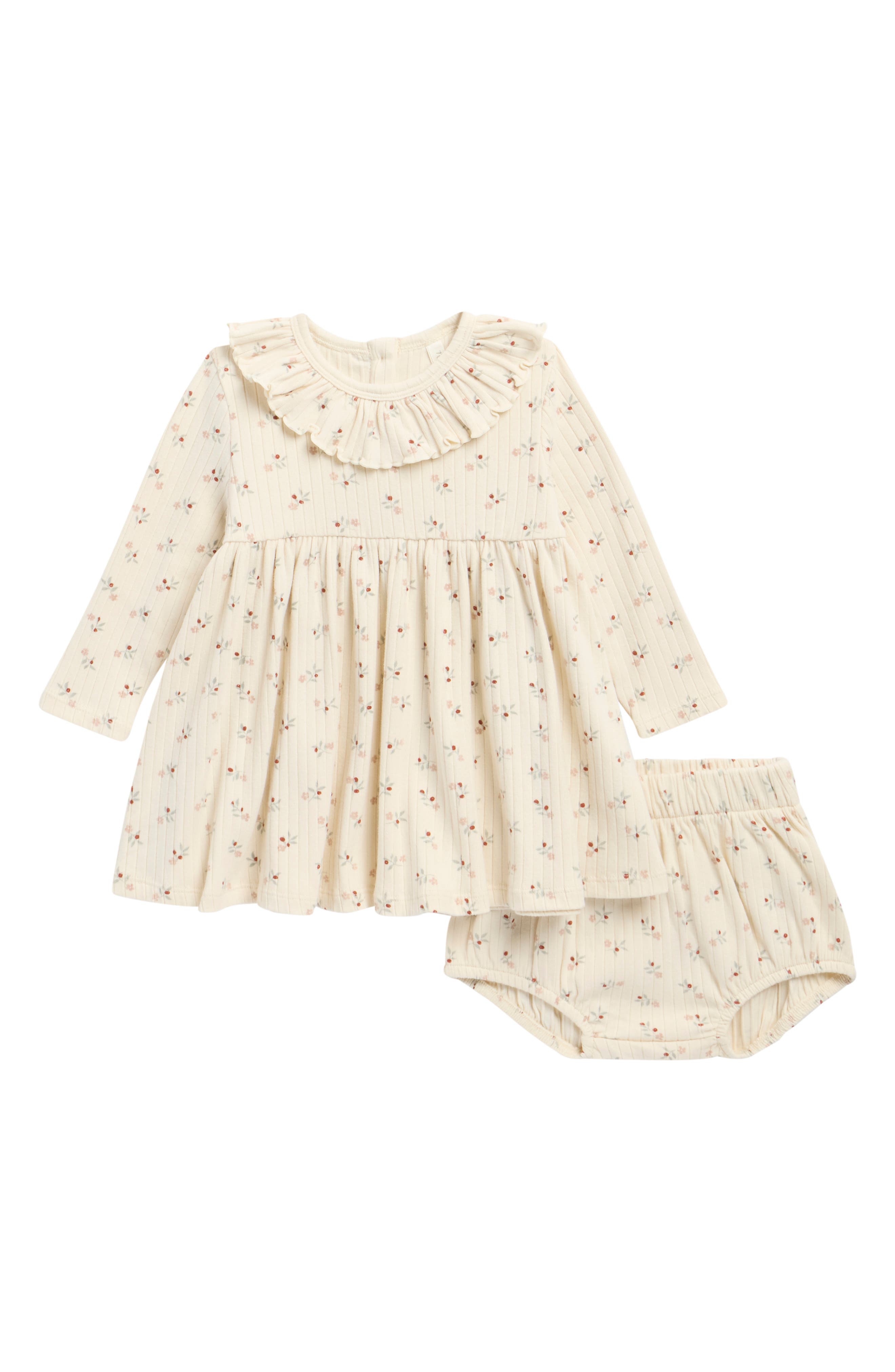 Kids' Ruffle Long Sleeve Organic Cotton Top & Bloomers Set
