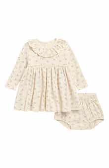 Kids' Ruffle Long Sleeve Organic Cotton Top & Bloomers Set