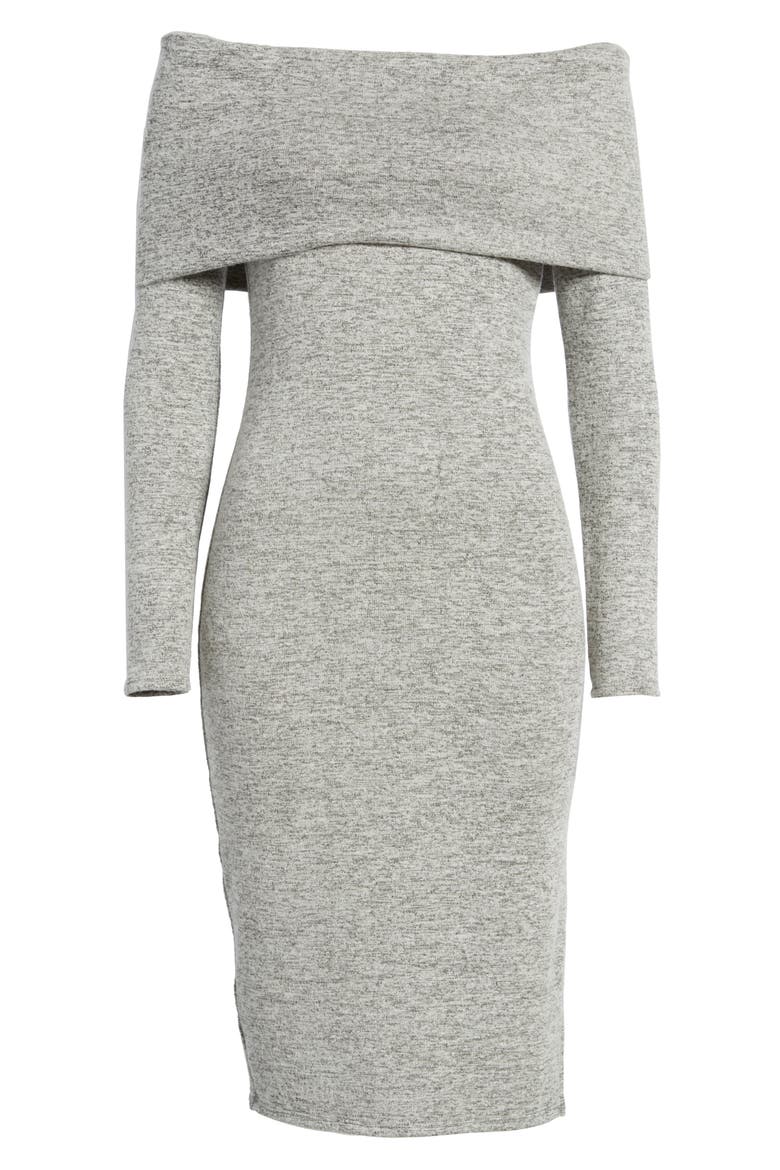 Off the Shoulder Sweater Dress, Alternate, color, H GREY