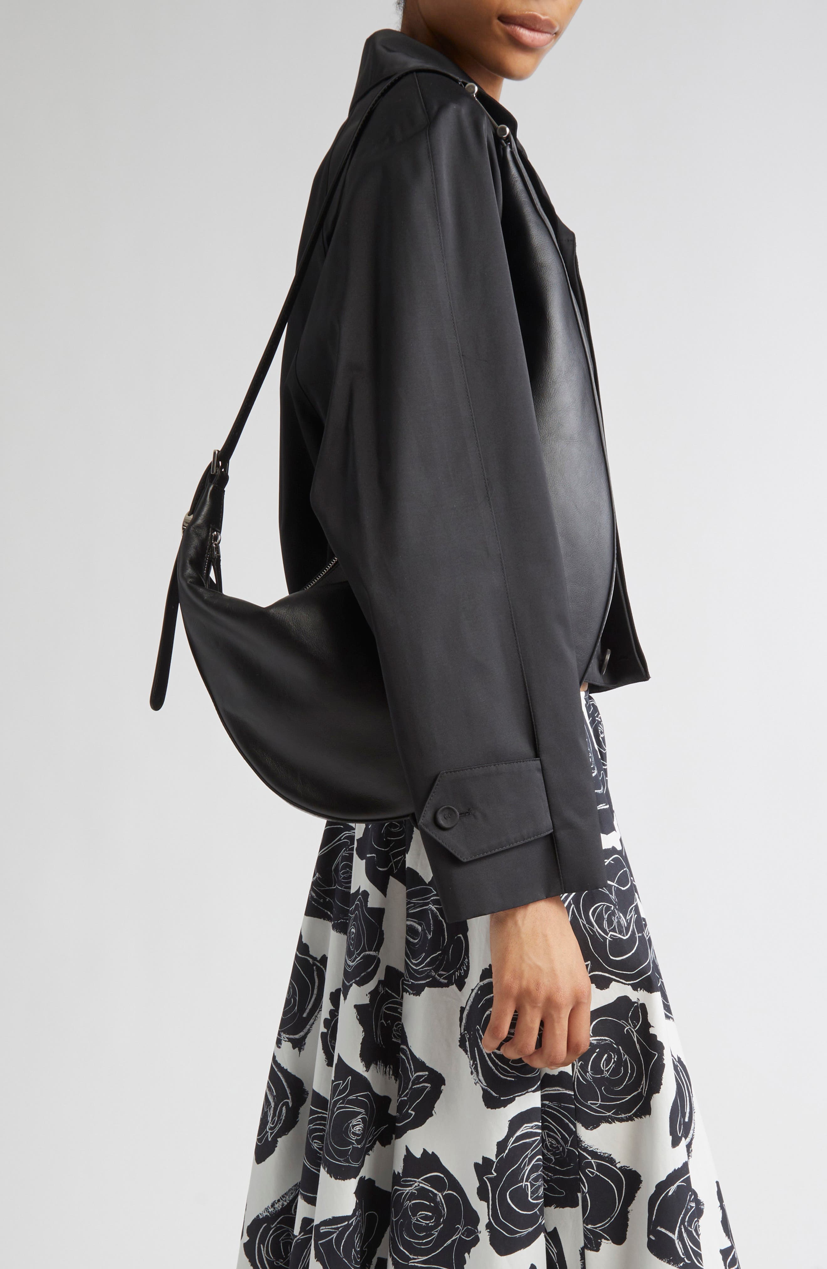 Marni Small Dot Leather Hobo Bag, Alternate, color, 001 - Black