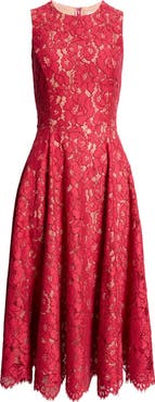 Michael Kors Collection Floral Lace Sleeveless Fit & Flare Midi Dress