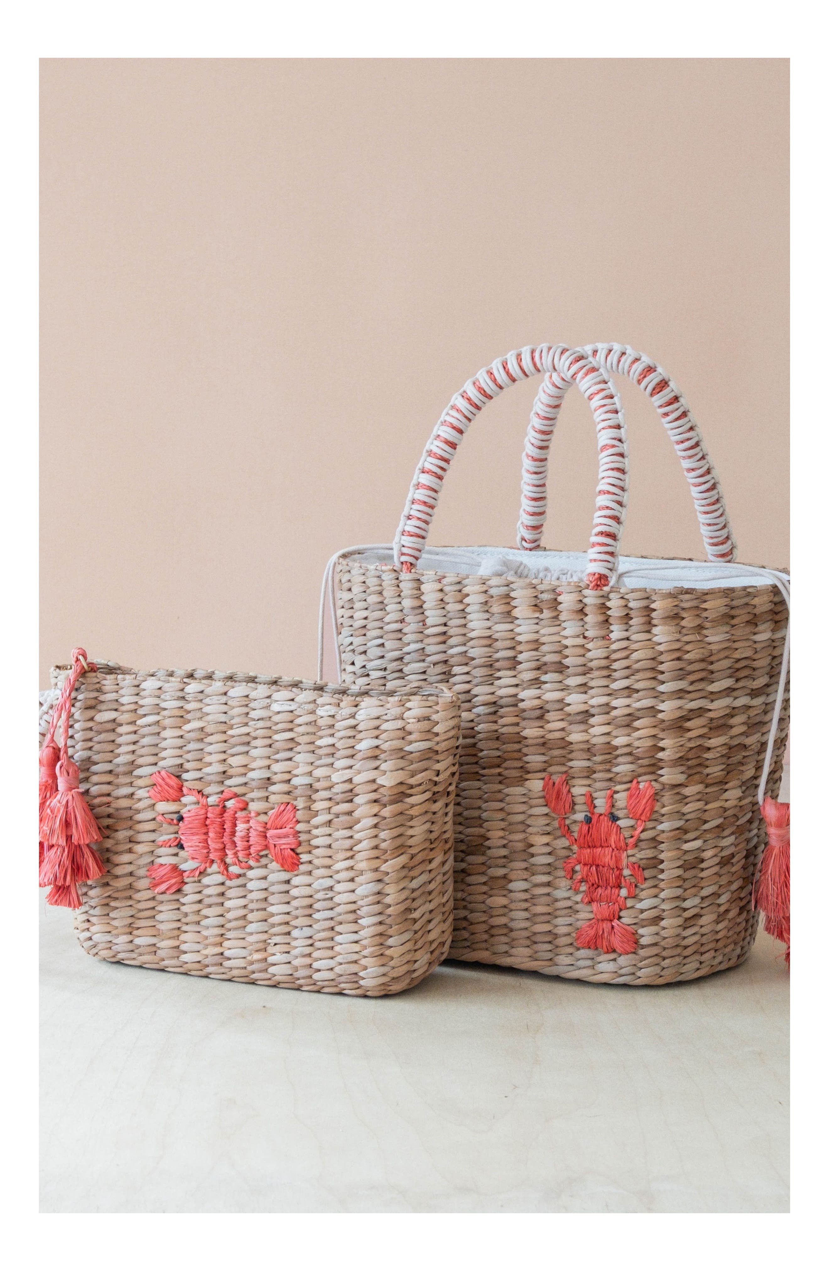 LIKHA Lobster Embroidered Tote Bag, Alternate, color, 