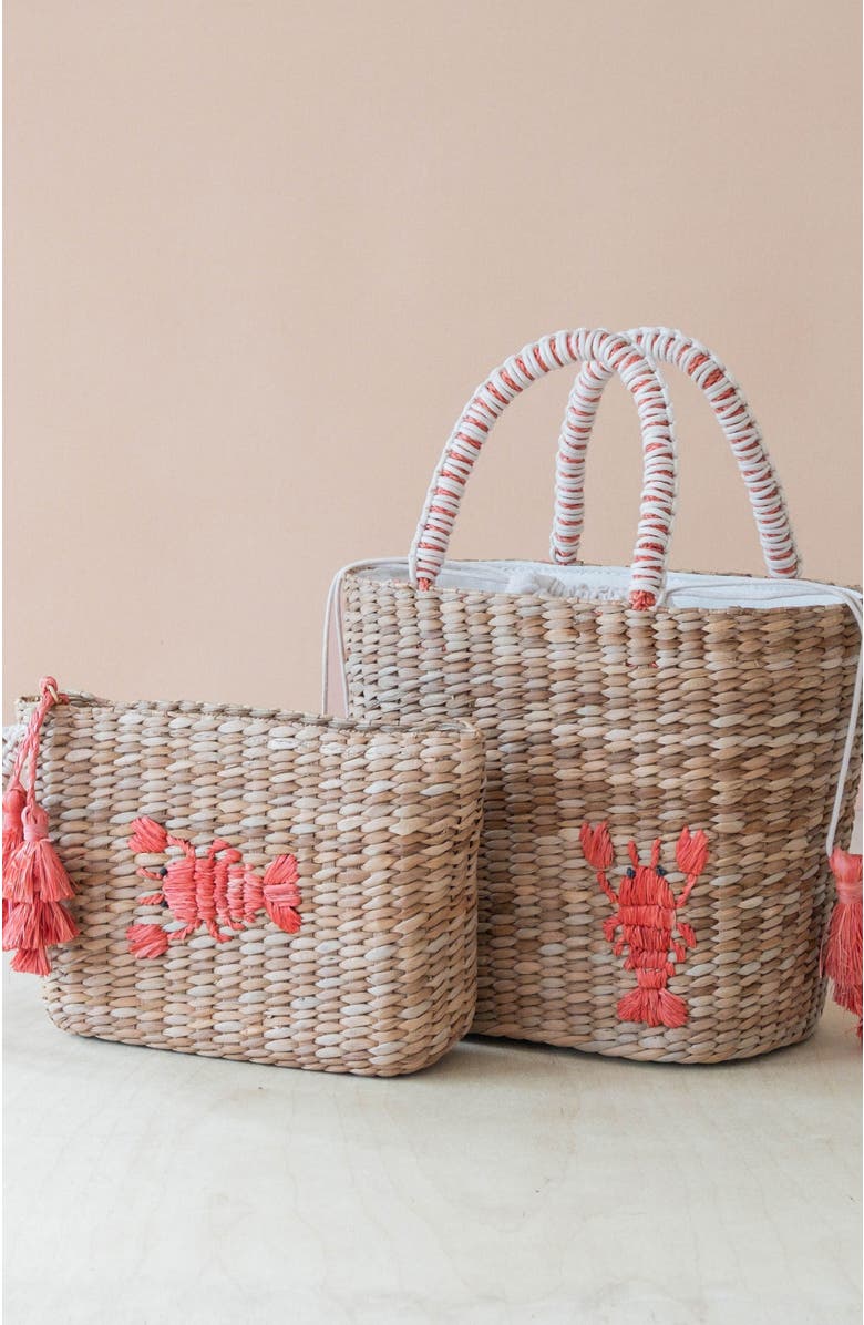 LIKHA Lobster Embroidered Tote Bag, Alternate, color,