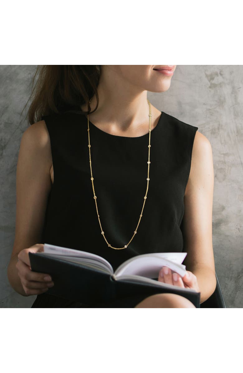 Julianna B. Cubic Zirconia By The Yard Station Necklace, Alternate, color, Yellow-Plated
