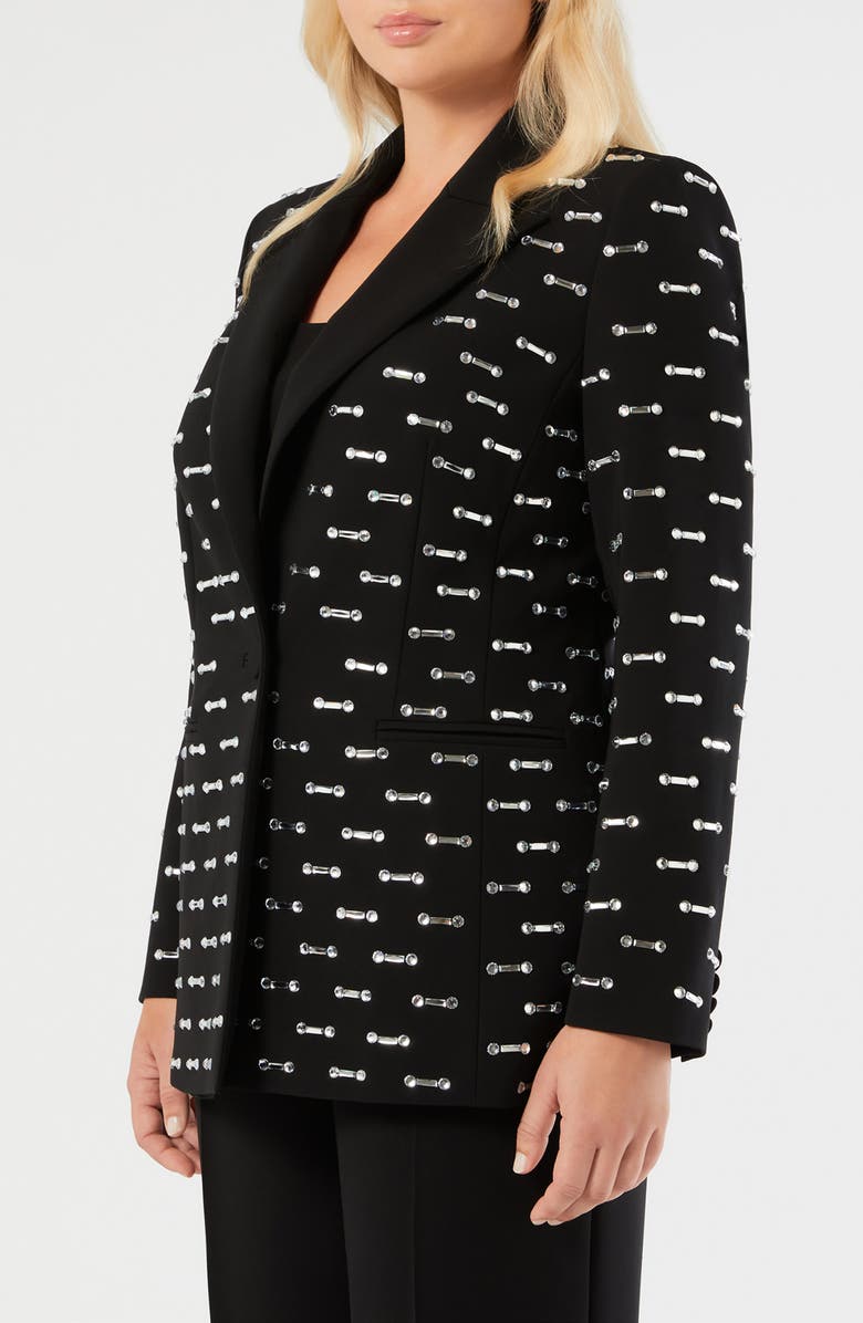 Marina Rinaldi Mecsmalto Rhinestone Detail Jacket, Main, color, Black