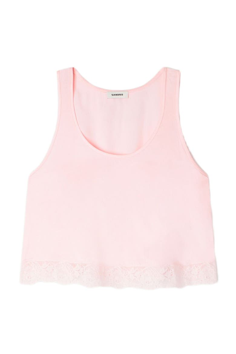 Satin top with lace, Alternate, color, Light pink