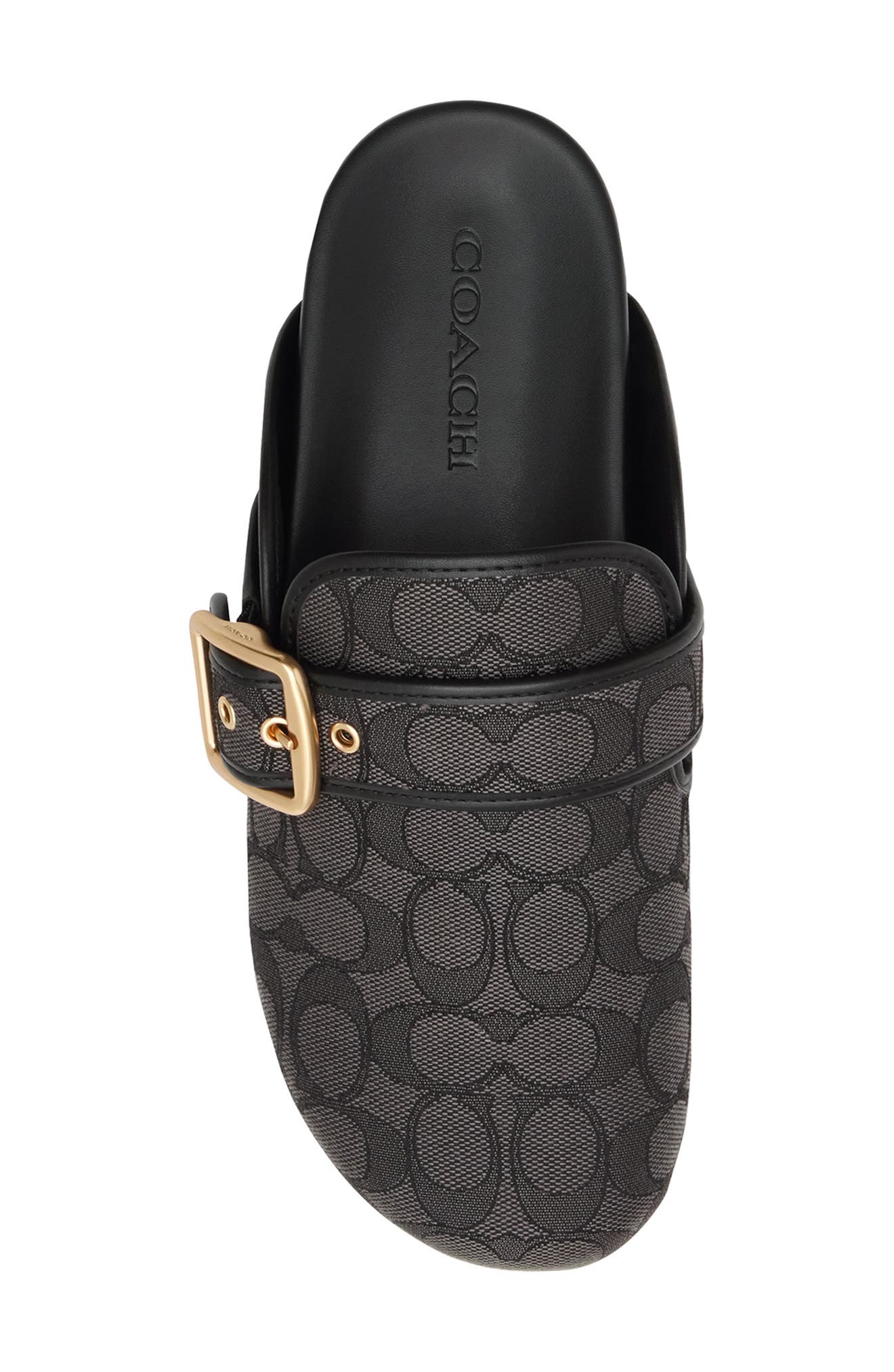 COACH Archival Signature Jacquard Buckle Clog, Alternate, color, Smoke/ Coal/ Black