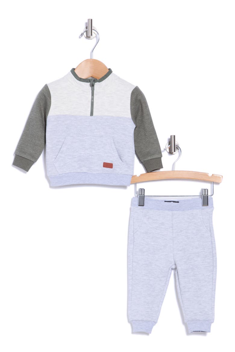 Colorblock Sweatshirt & Joggers Set, Main, color, HEATHER GRAY