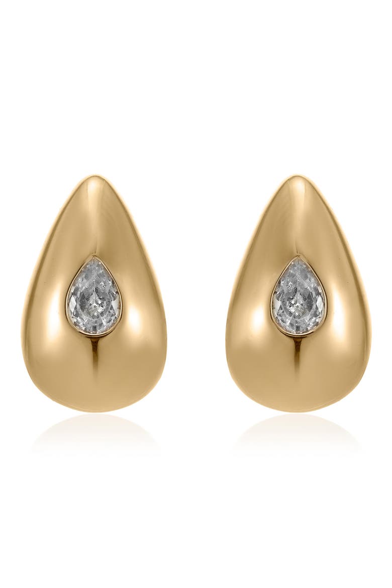 Dome Teardrop Stud Earrings, Alternate, color, GOLD