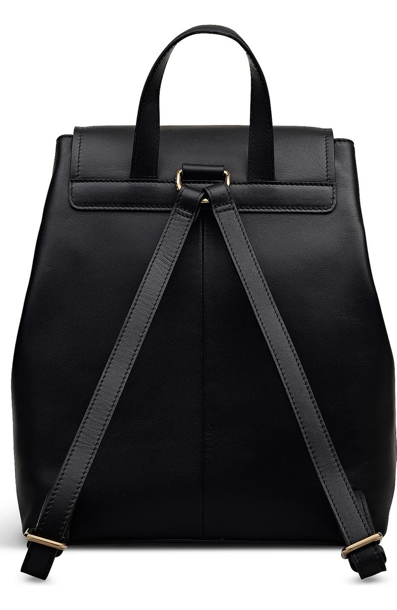 Radley Noble Alley Small Leather Flapover Backpack, Alternate, color, Black