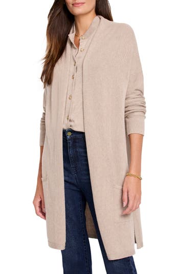 Nic + Zoe Nic+zoe Everyday Long Open Front Cardigan In Brown