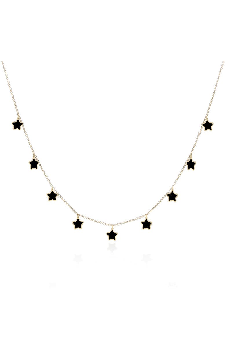 The Lovery Fine Jewelry Onyx Star Dangle Necklace, Main, color, Onyx