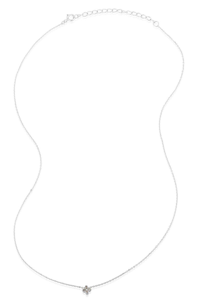 ADORNIA FINE Sterling Silver Pave Diamond Clover Pendant Necklace - 0.10 ctw, Alternate, color, 